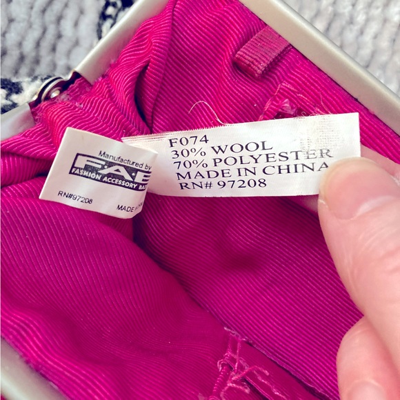 Y2K Hello Kitty Sanrio Houndstooth Mini Purse Vintage Pink Flower Wool Blend - Picture 7 of 7